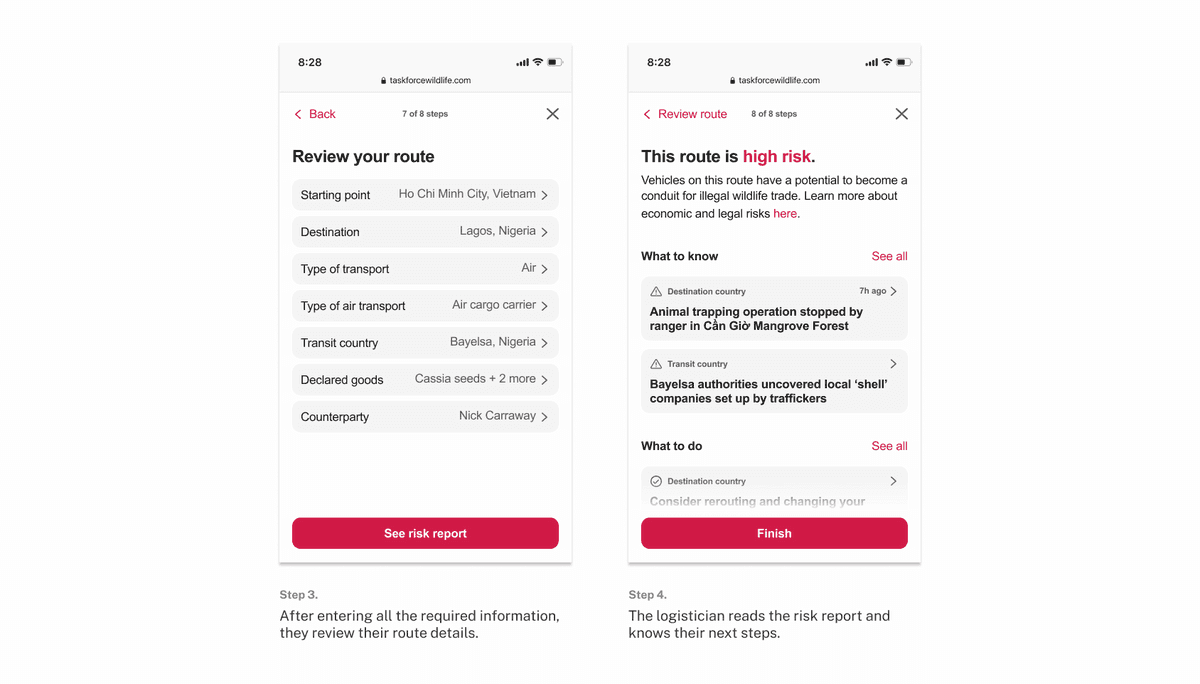I created an experience that allowed logisticians to input a route to see if it is safe I created an experience that allowed logisticians to input a route to see if it is safe